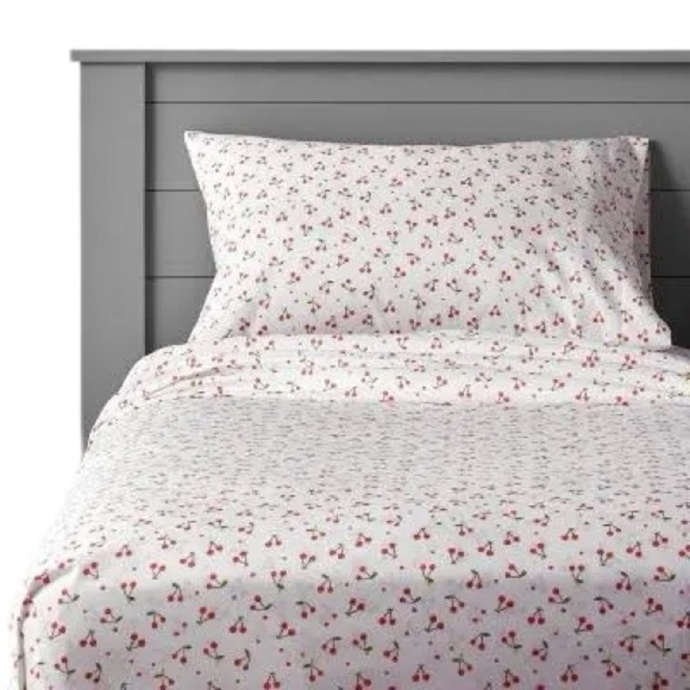 Cherry Print Microfiber Sheet Set Full Size Pillowfort Eco Friendly